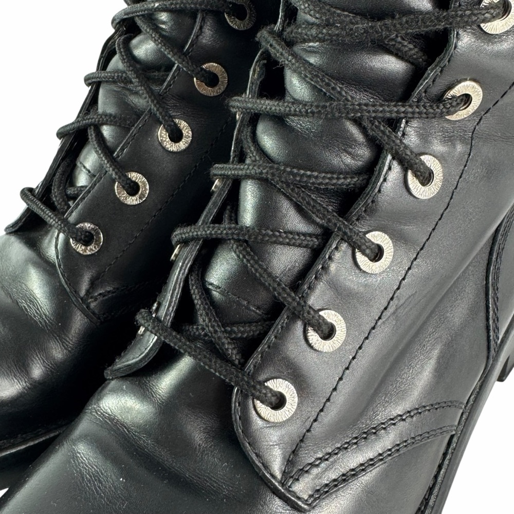 CHANEL Black Leather Women Combat Boots Made in Italy Marked as 40 - 10US - Picture 12 of 16